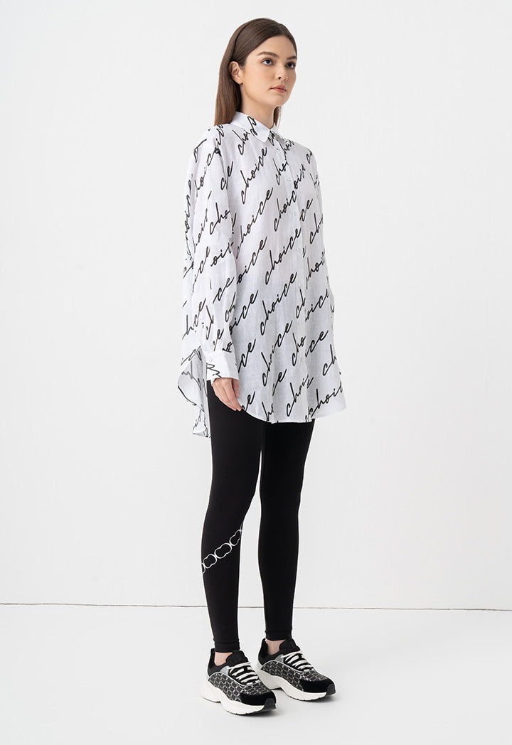 Choice Long Sleeves Logo Printed Shirt Off White