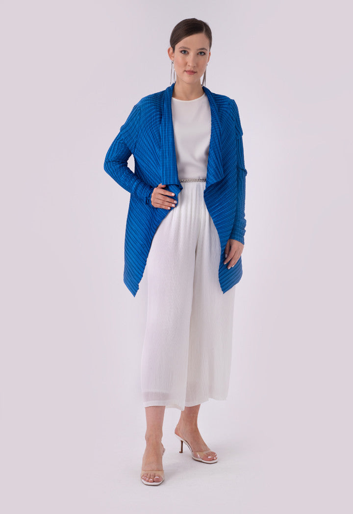 Choice Electric Pleated Waterfall Cardigan Blue