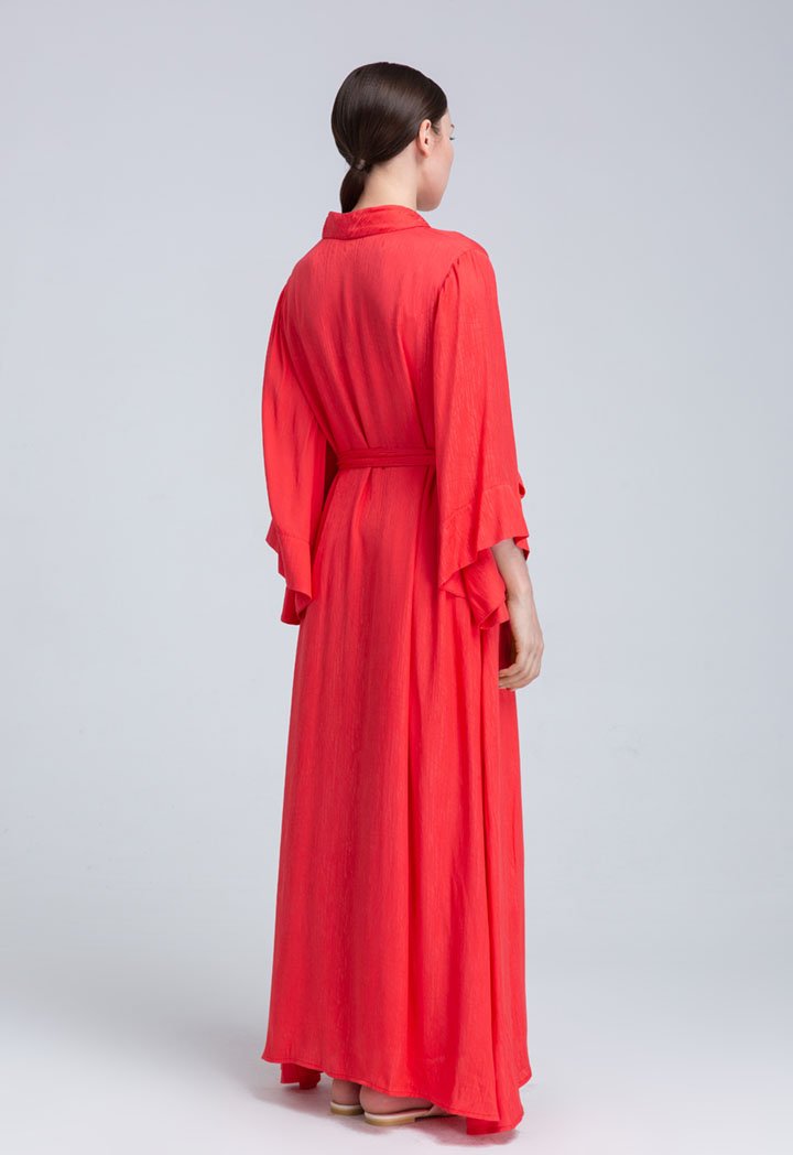 Choice Belted Maxi Outerwear Red