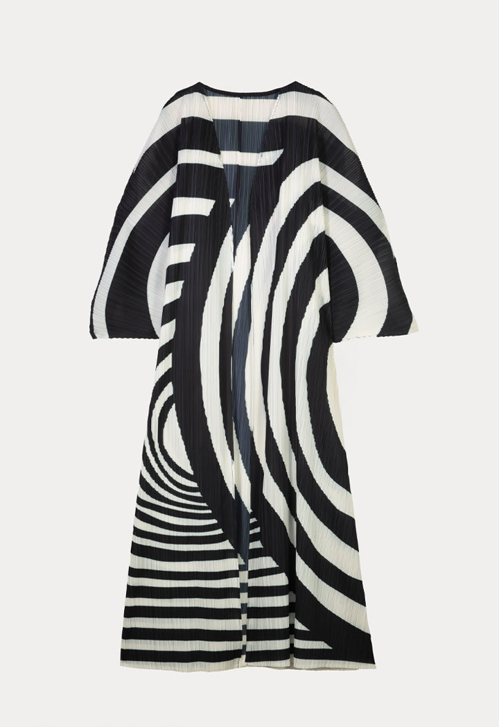 Choice Swirl Printed Long Kimono Black/Cream