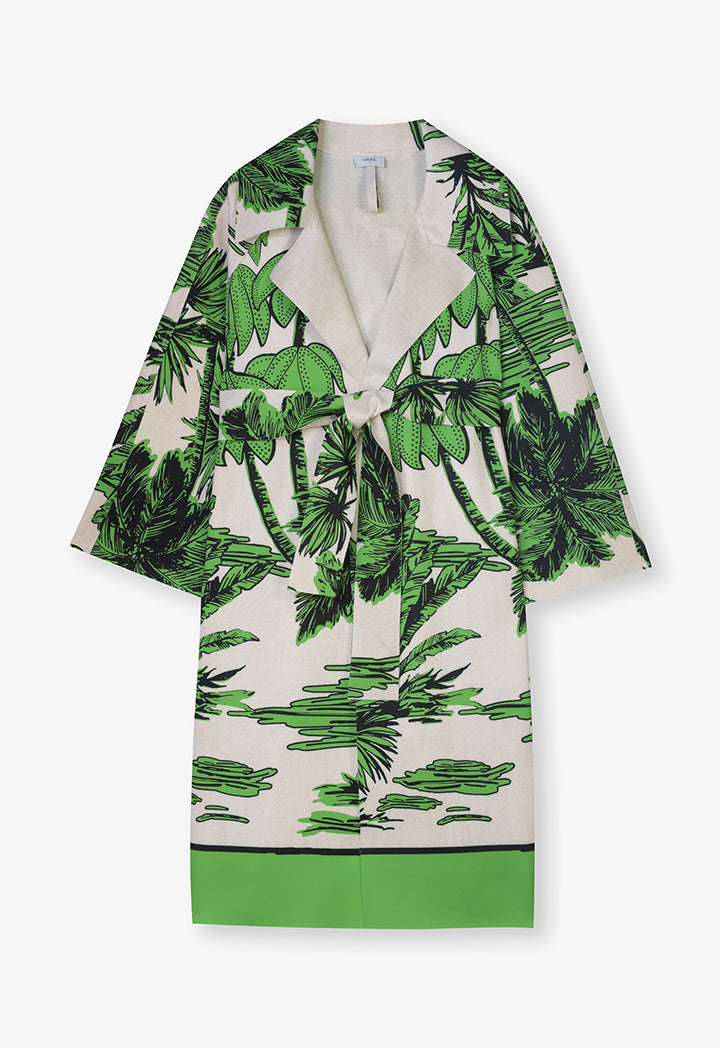 Choice Printed Outerwear With Belt Green Print