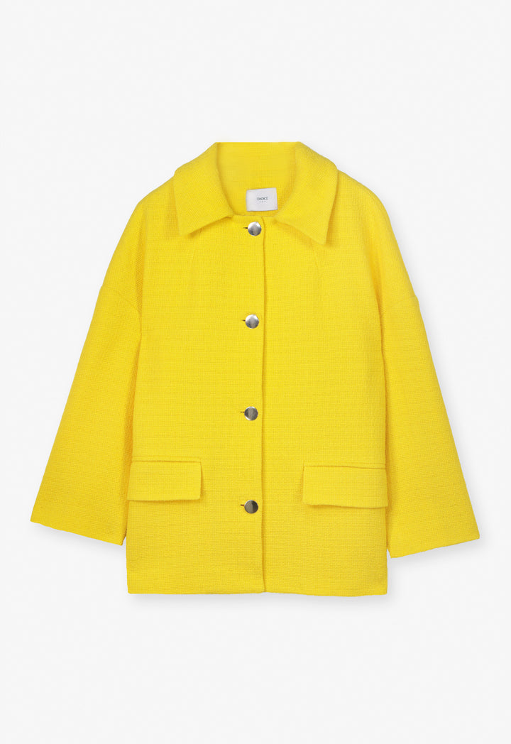 Choice Drop Shoulder Solid Jacket Yellow