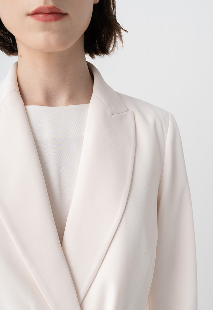 Choice Double-Breasted Belted Blazer Cream