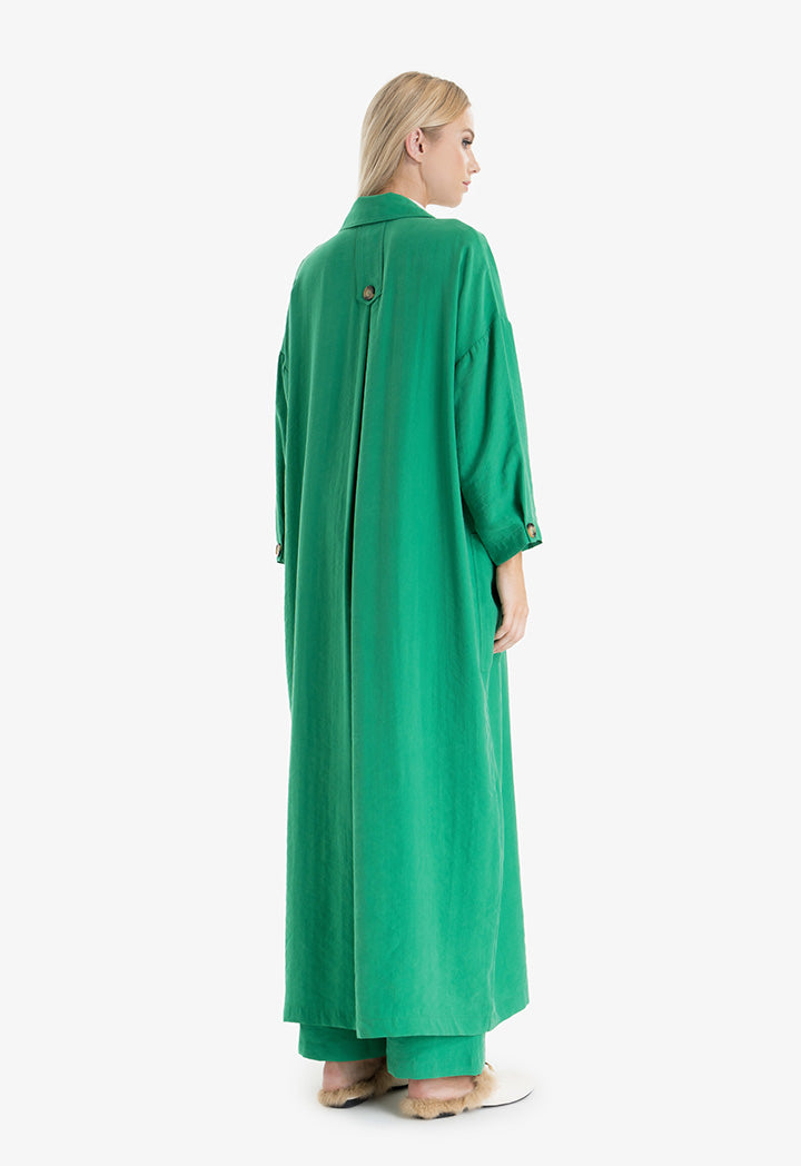 Choice Notch Lapel Maxi Outer Jacket Green