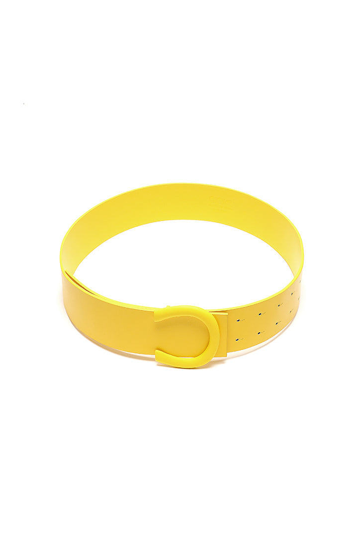 Choice Wide Strap In A Horse Shoe Buckle Shape Belt Yellow