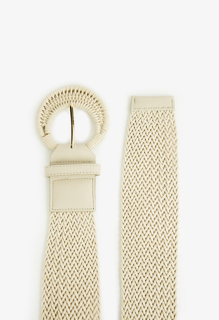 Choice Braided Belt With Buckle Detail Light Beige