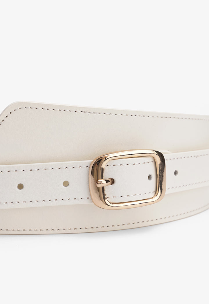 Choice Solid Wide Waist Belt Off White