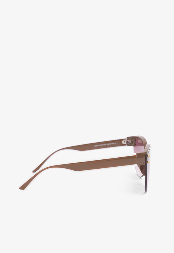 Choice Half Wire Studded Sunglasses Camel