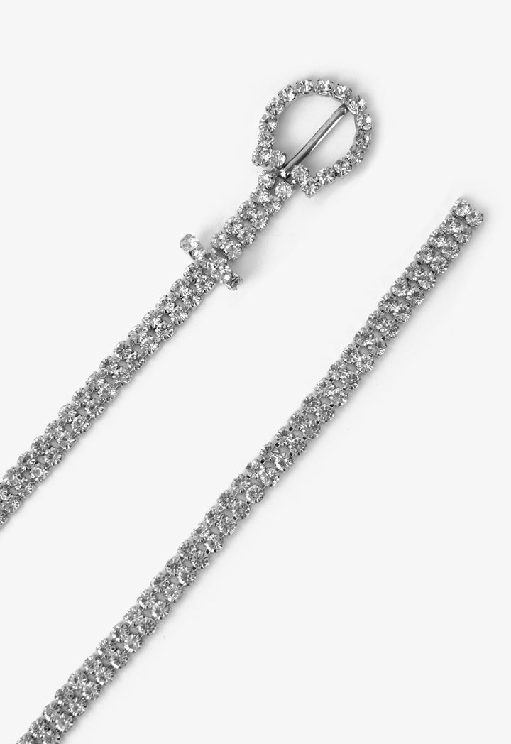 Choice Alluring Crystal Belt  Silver