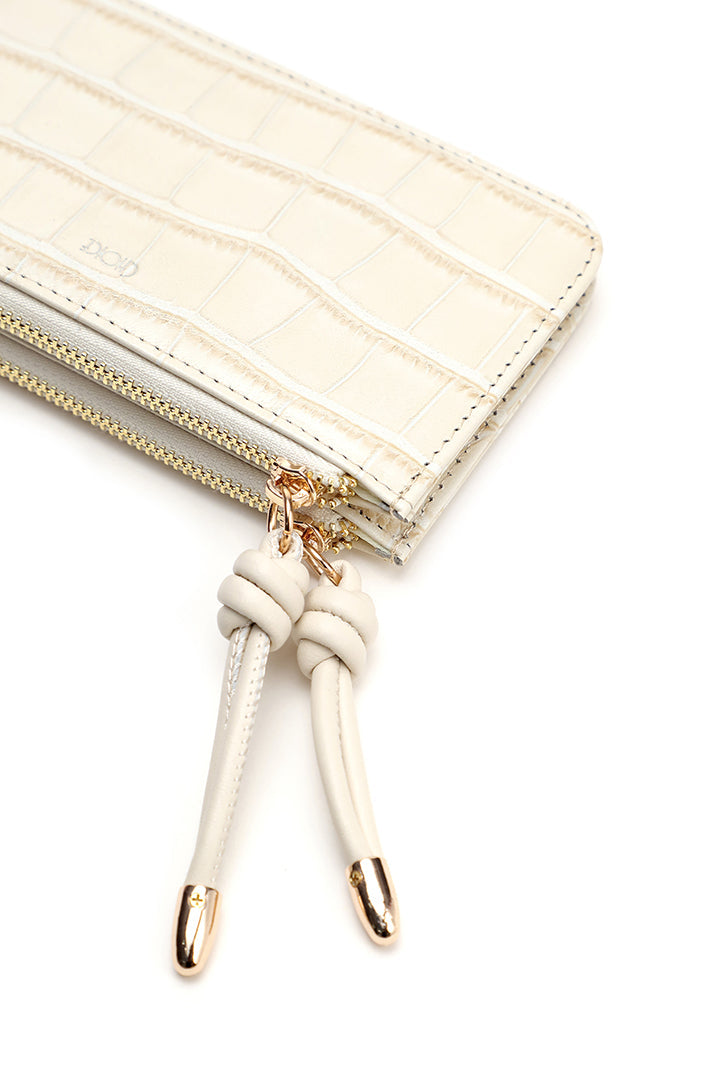 Choice Textured Double Zip Coin Purse Offwhite