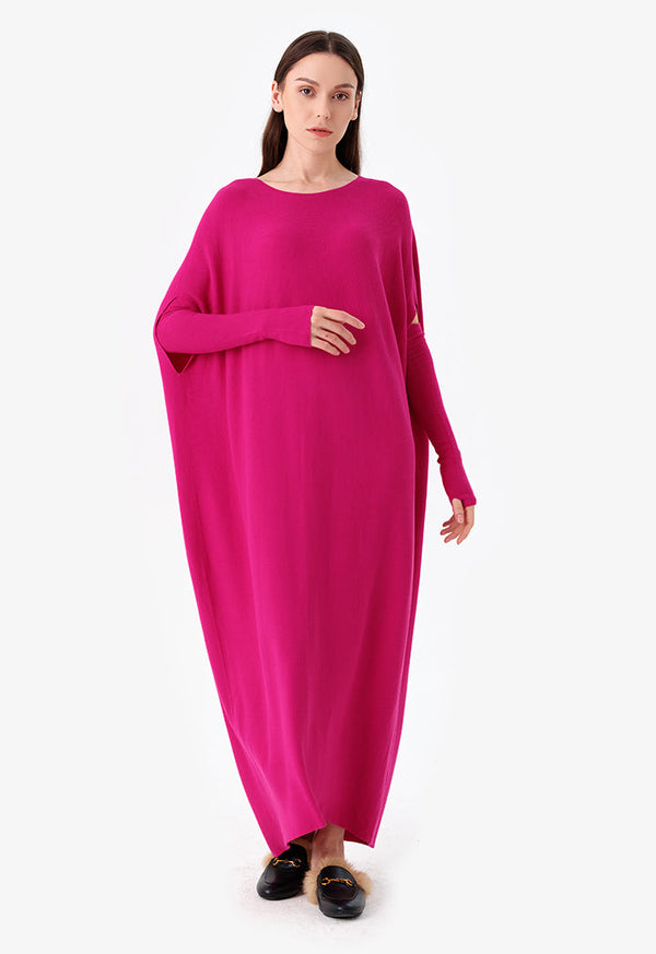 Choice Maxi Dress Arm Sleeves Fuchsia