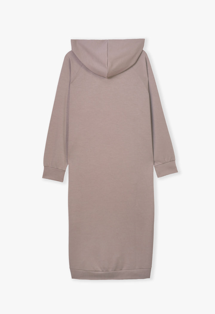 Choice Hooded Midi Dress Brown