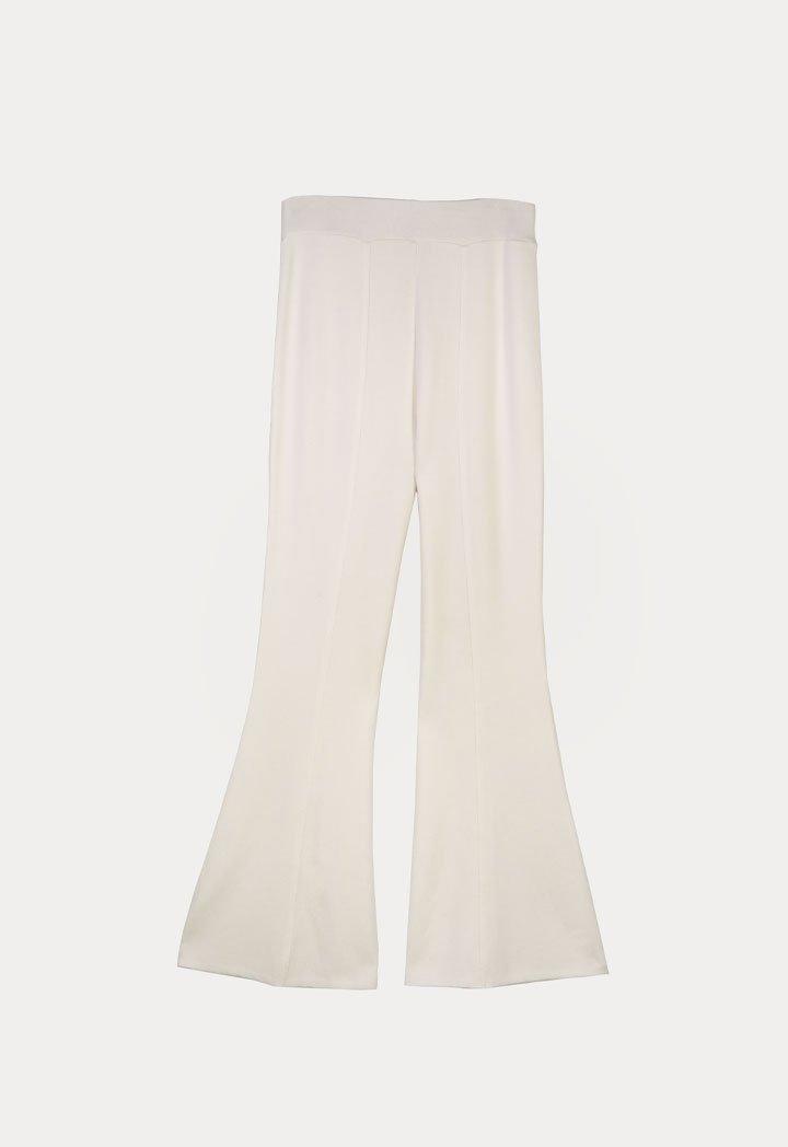 Choice Knitted Flared Hem High Rise Pants Winter White