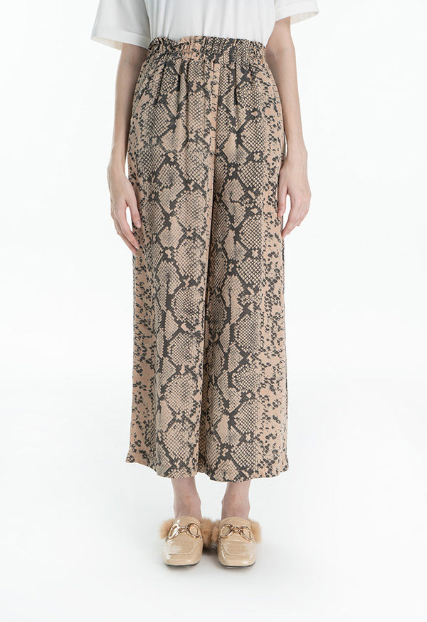 Choice Snake Printed Wide Leg Pants Pink Print