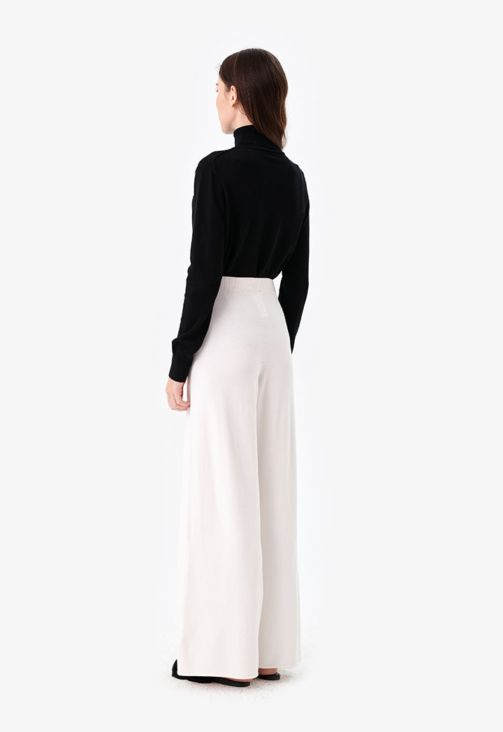 Choice Solid Wide Leg Trousers Offwhite