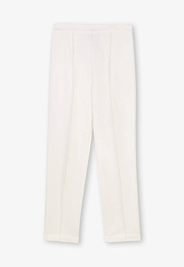 Choice Rib Detailed Solid Trousers Off White