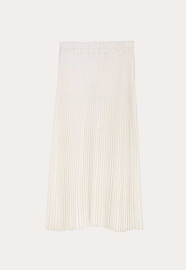 Choice Pin Pleated Maxi Solid Skirt Offwhite