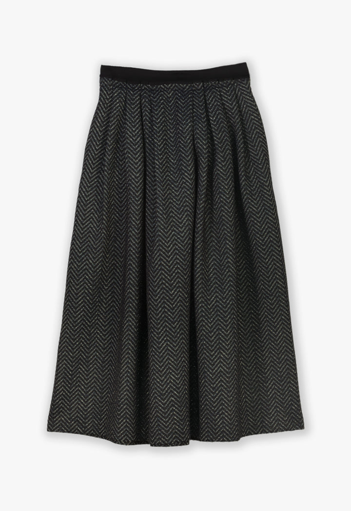 Choice Lurex Chevron Pattern Skirt Black