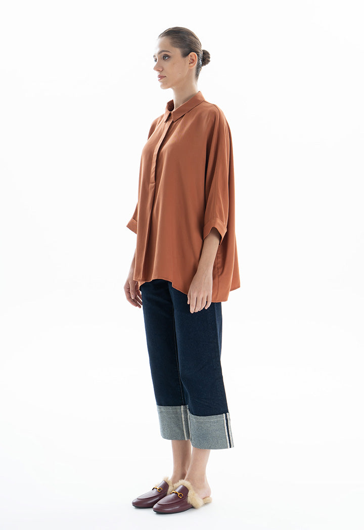 Choice Oversize Basic Shirt Brown