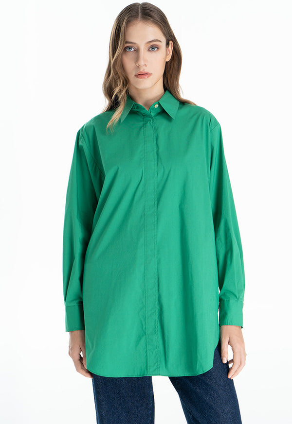 Choice Round Bottom Poplin Shirt Green