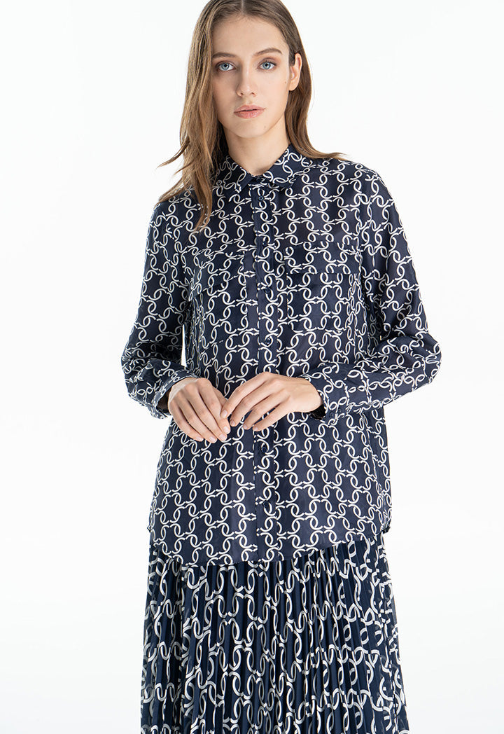 Choice Monogram Printed Shirt Navy