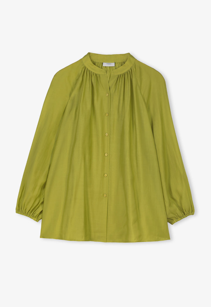 Choice Single Tone Long Raglan Sleeves Shirt Green