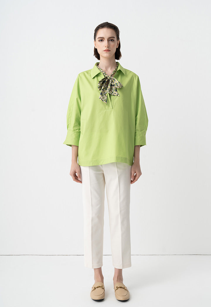 Choice Basic Three-Quarter Sleeves Blouse Green