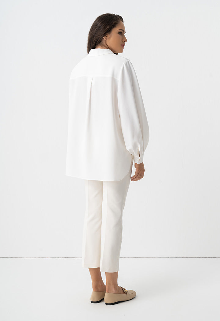 Choice Single Tone Long Sleeves Shirt Off White