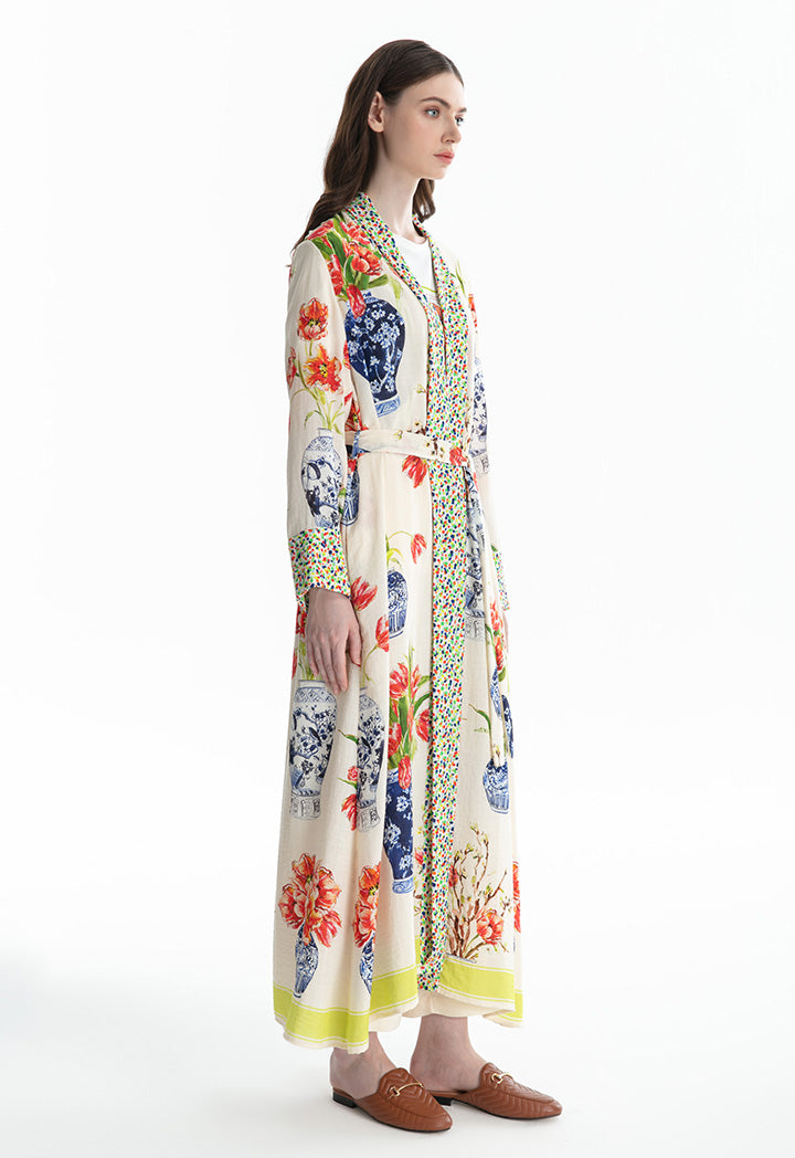 Choice Elegant Print Soft Loose Abaya Multicolor