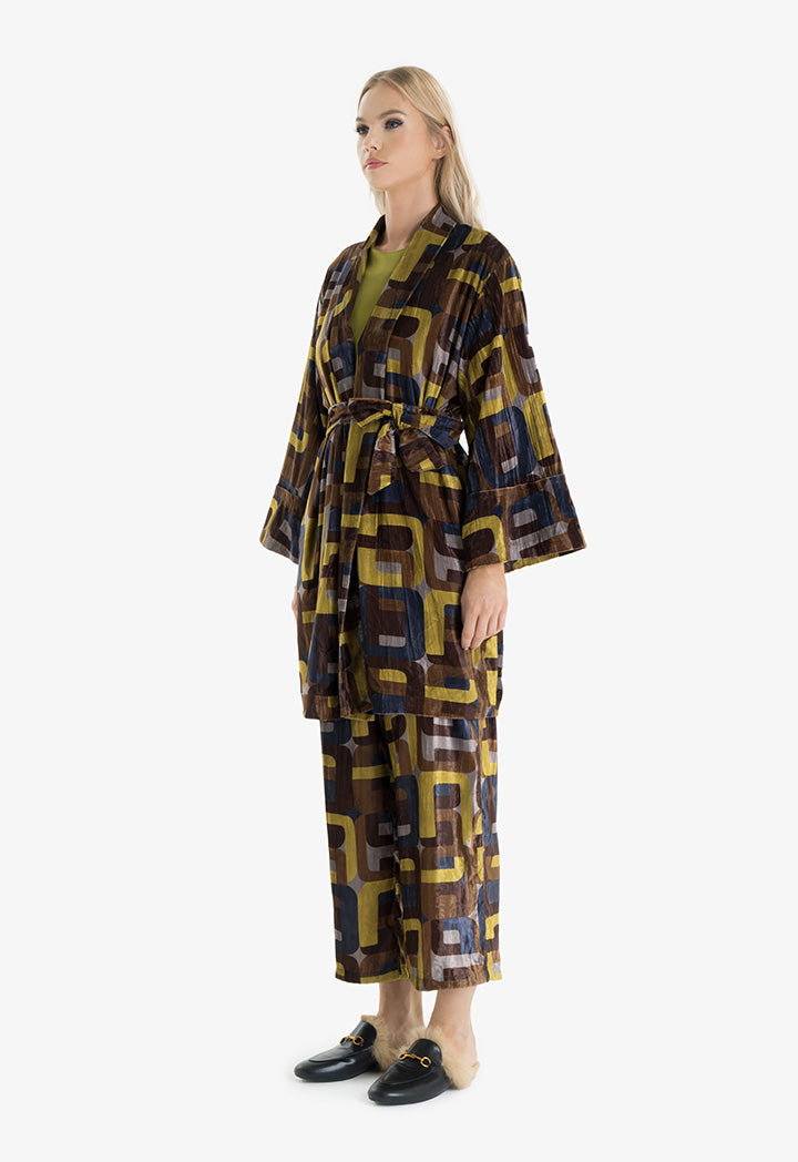 Choice Geometric Pattern Outerwear Navy