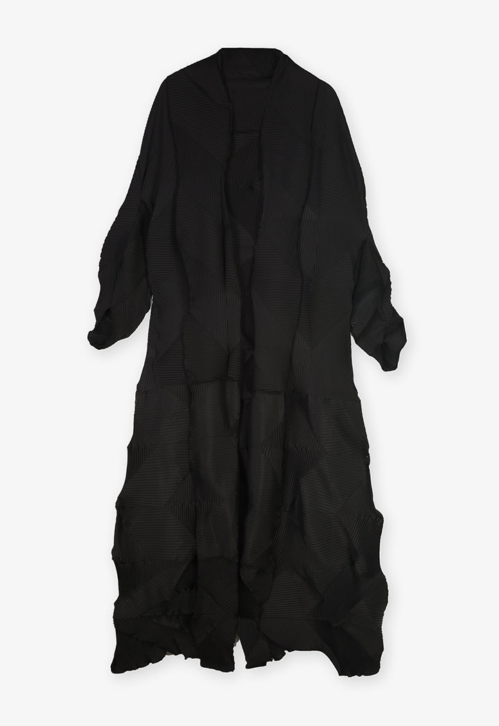 Choice Solid Pleated Maxi Jacket Black