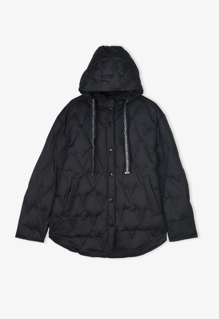 Choice Solid Quilted Hooded Jacket Black