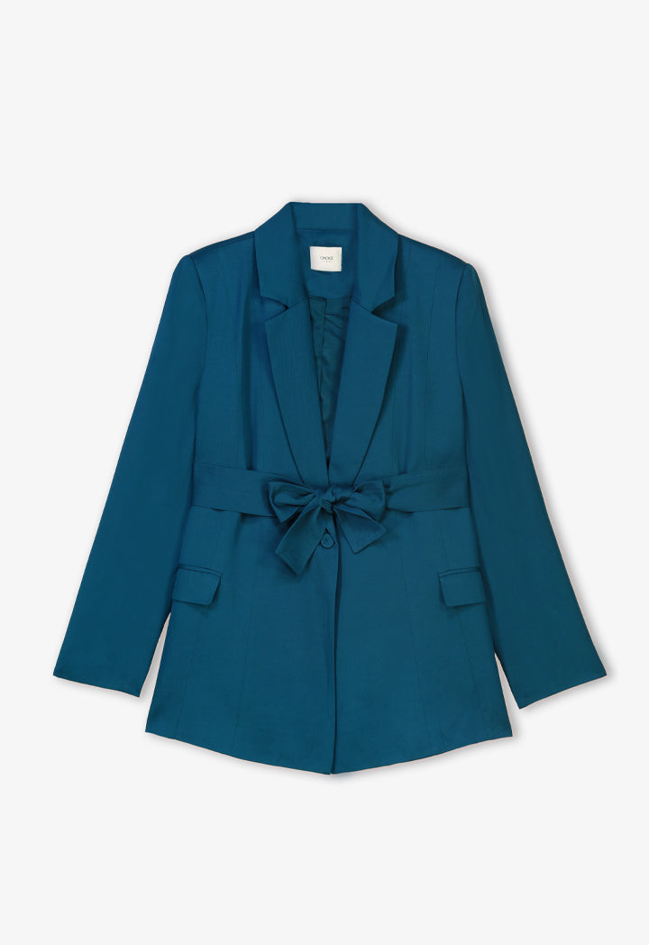 Choice Solid Notched Collar Blazer Teal