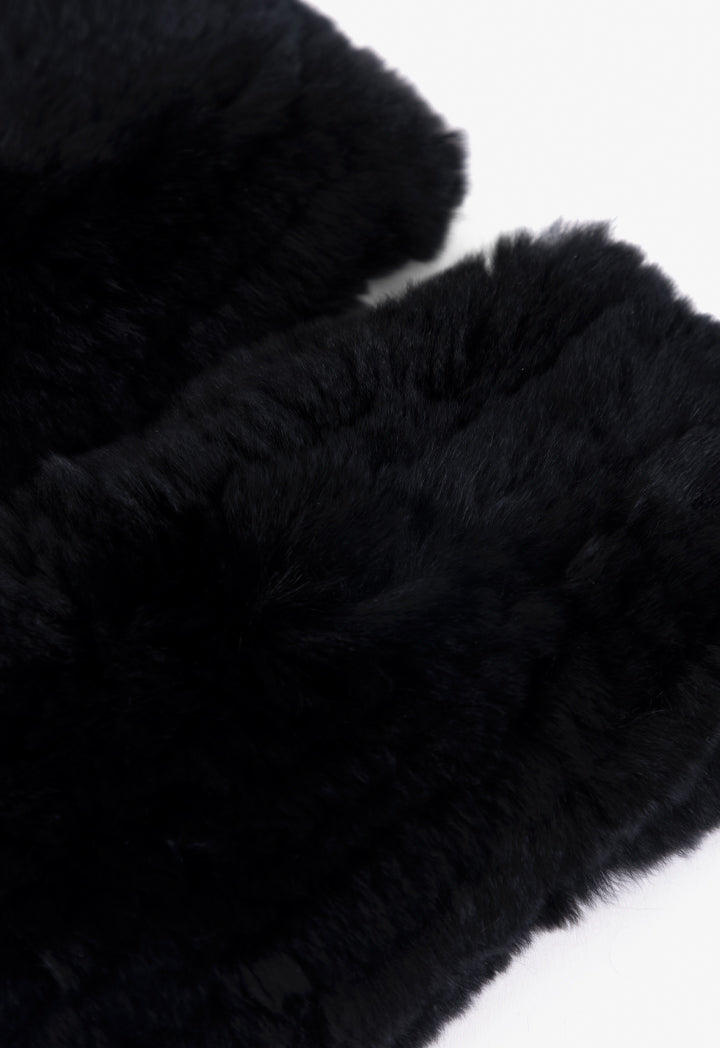 Choice Solid Faux Fur Gloves Black