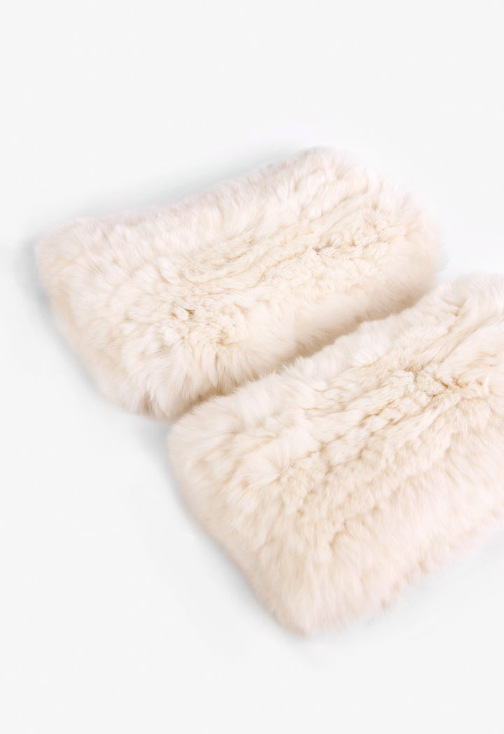 Choice Solid Faux Fur Gloves Cream