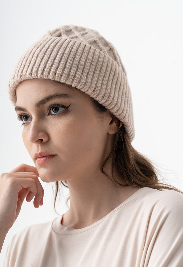 Choice Solid Beanie Hat Beige