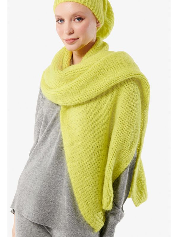 Choice Knitted Solid Wrap Around Winter Scarf Lime