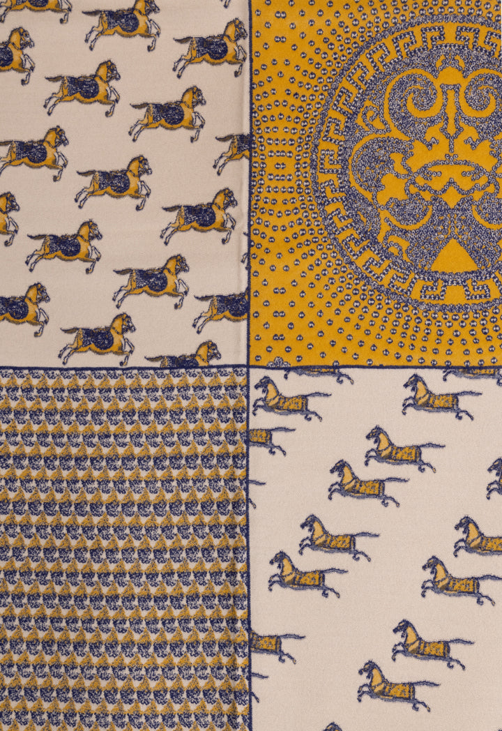 Choice Horse Print Knitted Shawl Yellow