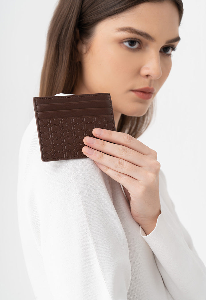 Choice Monogram Textured Card Holder Brown