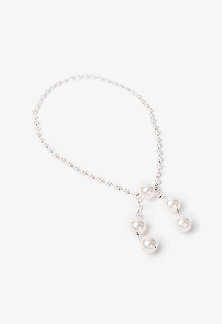 Choice Faux Pearls Opera Necklace Off White