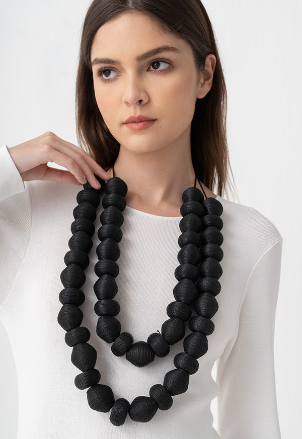 Choice Chunky Thread Wrapped Necklace Black