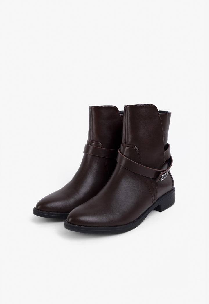 Choice Solid Winter Ankle Boots Brown