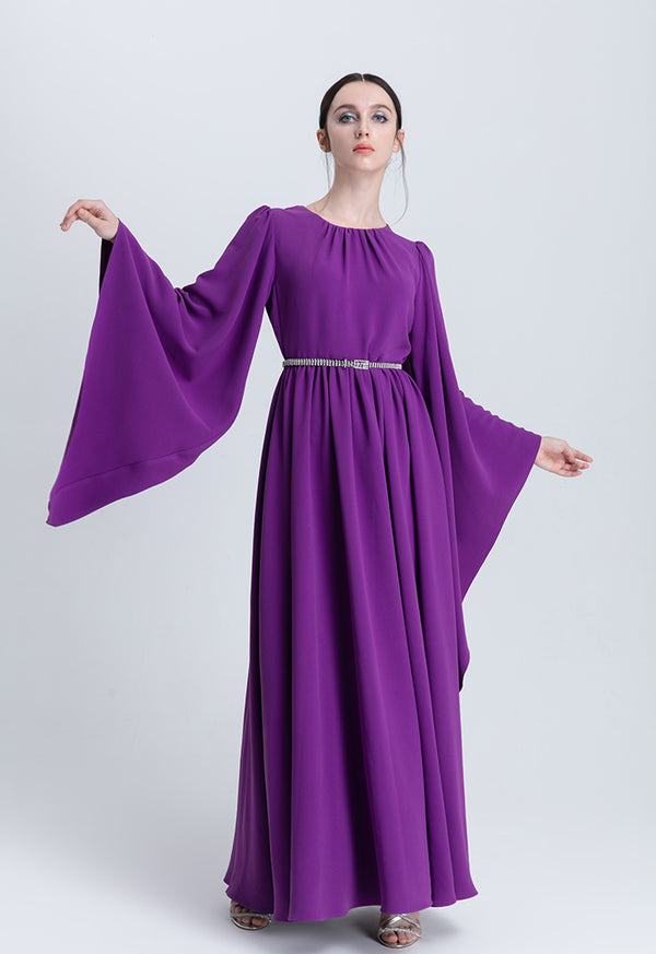 Choice Butterfly Sleeve Maxi Dress Purple