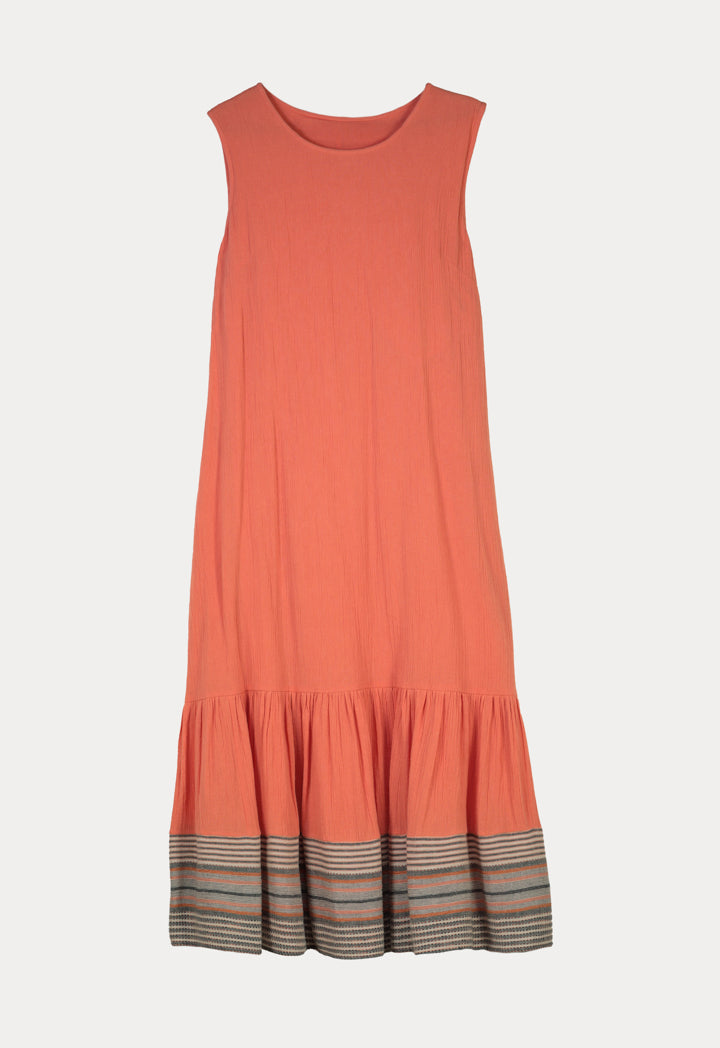 Choice Sleeveless Tiered Striped Hem Maxi Dress-Ramadan Style Brick