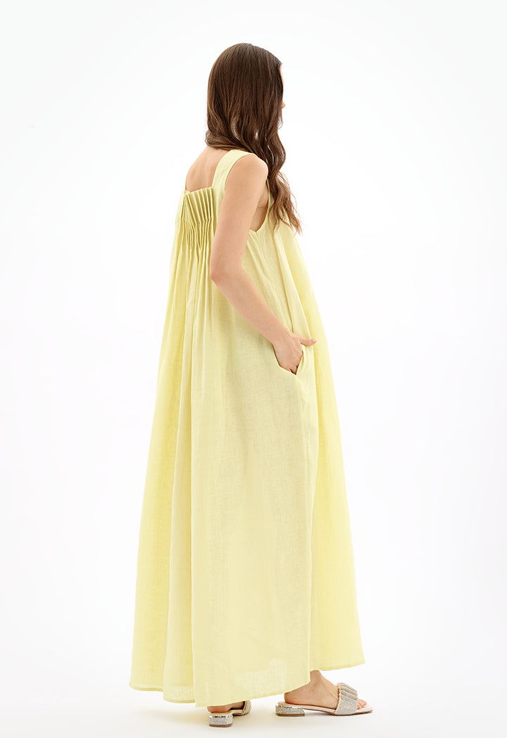 Choice Maxi Solid Sleeveless Under Abaya Dress-Ramadan Style Yellow