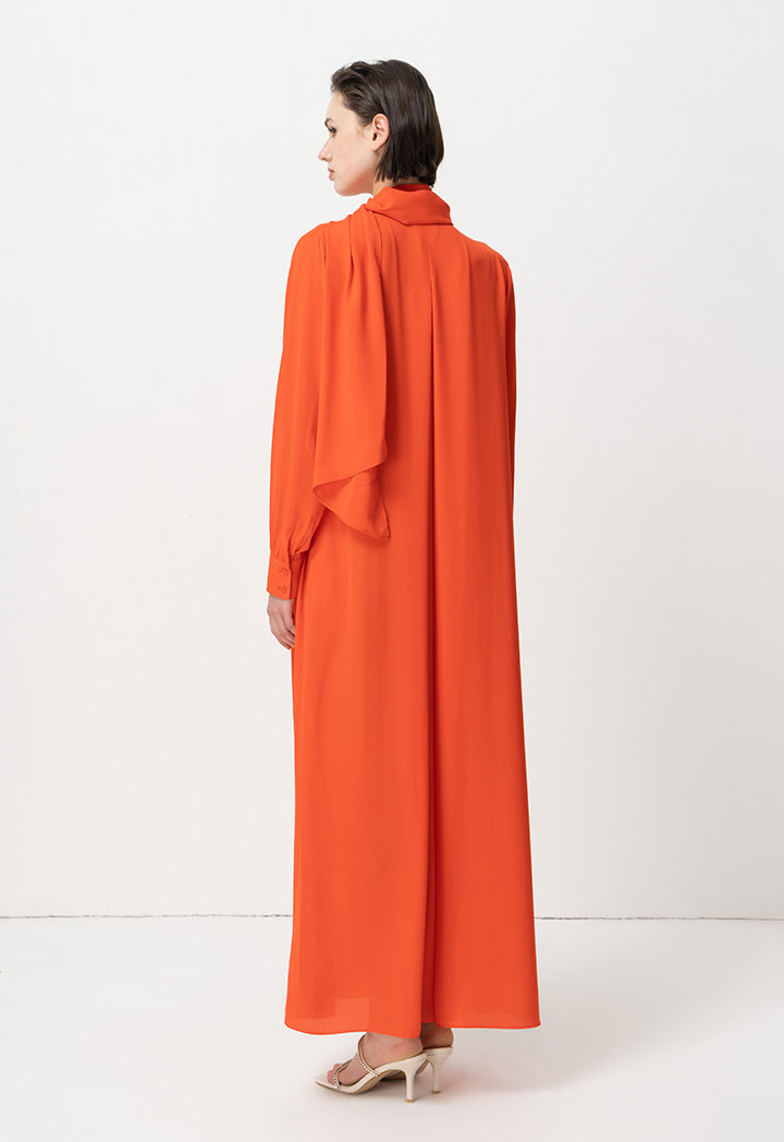 Choice Mandarin Collar Maxi Dress Orange