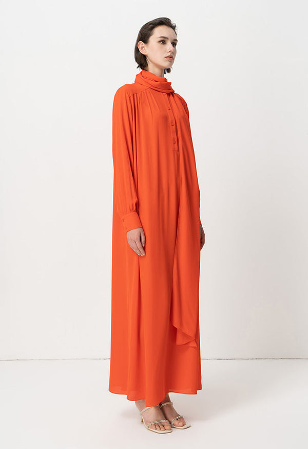 Choice Mandarin Collar Maxi Dress Orange