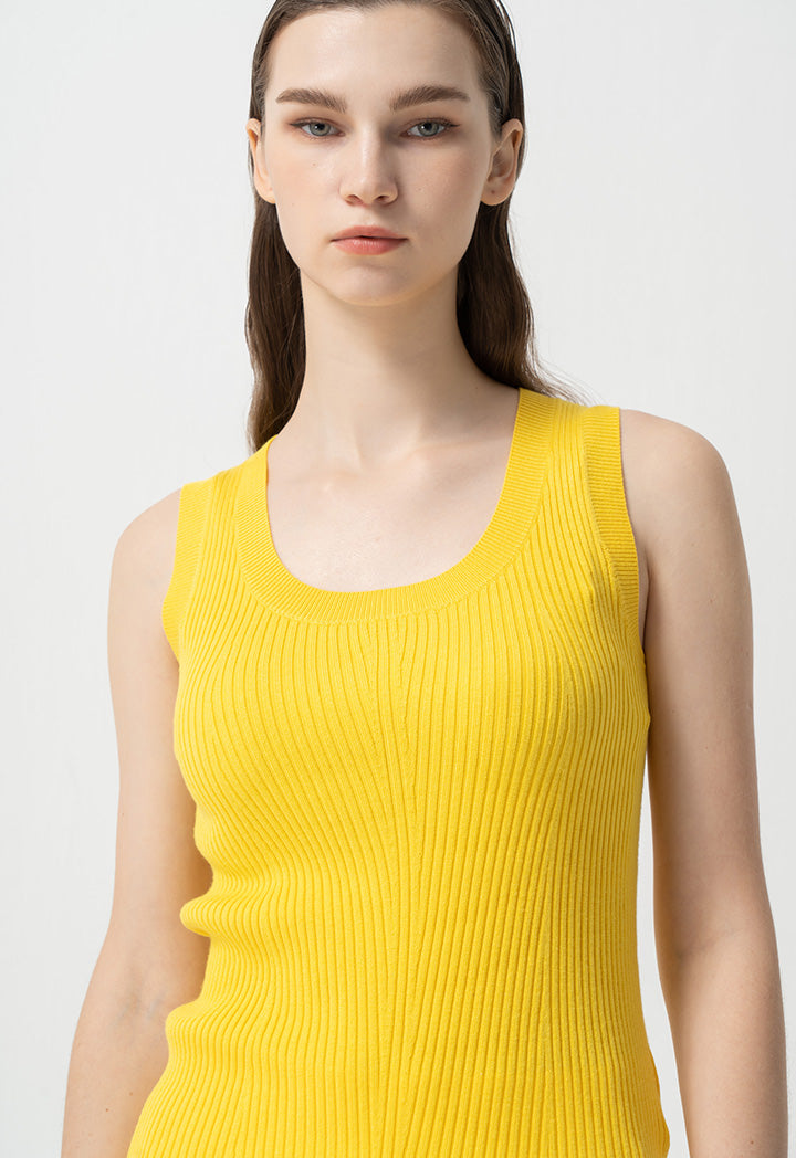 Choice Sleeveless Ribbed Knitwear Yellow