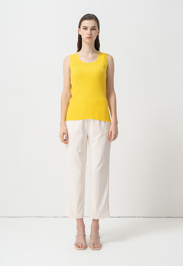 Choice Sleeveless Ribbed Knitwear Yellow