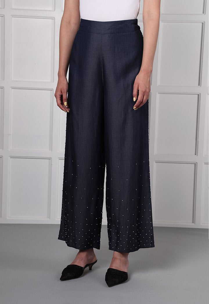 Choice Studded Wide Leg Pants Denim - Wardrobe Fashion